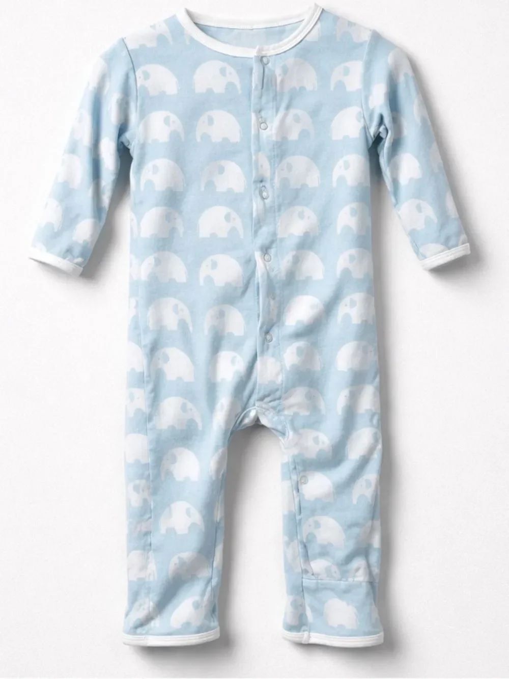 Kickee Pants blue bamboo elephant one piece sleeper size 3-6 months